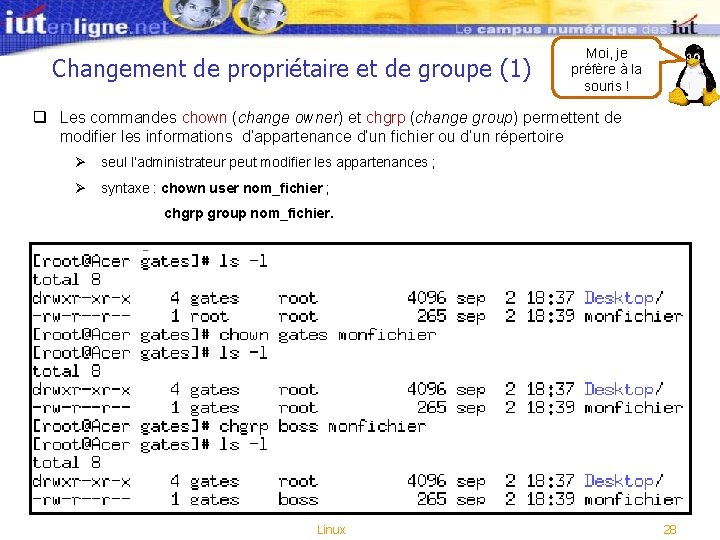 Changement de propriétaire et de groupe (1) Moi, je préfère à la souris ! Changement de propriétaire et de groupe (1) Moi, je préfère à la souris !