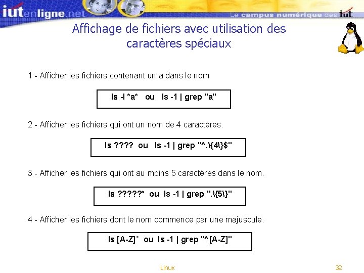 Affichage de fichiers avec utilisation des caractères spéciaux 1 - Afficher les fichiers contenant Affichage de fichiers avec utilisation des caractères spéciaux 1 - Afficher les fichiers contenant