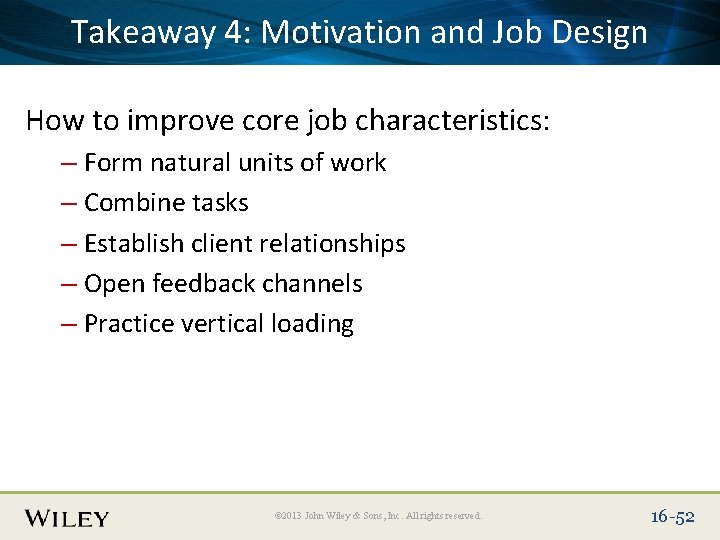 Place Slide Title Here and Job Design Takeaway 4: Text Motivation How to improve