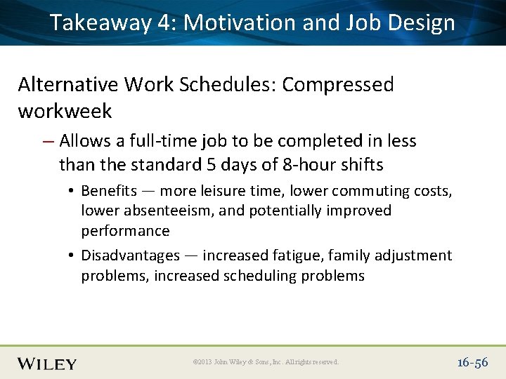 Place Slide Title Here and Job Design Takeaway 4: Text Motivation Alternative Work Schedules: