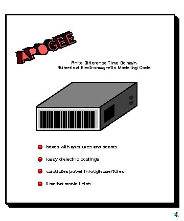 Finite Difference Time Domain Numerical Electromagnetic Modeling Code boxes with apertures and seams lossy