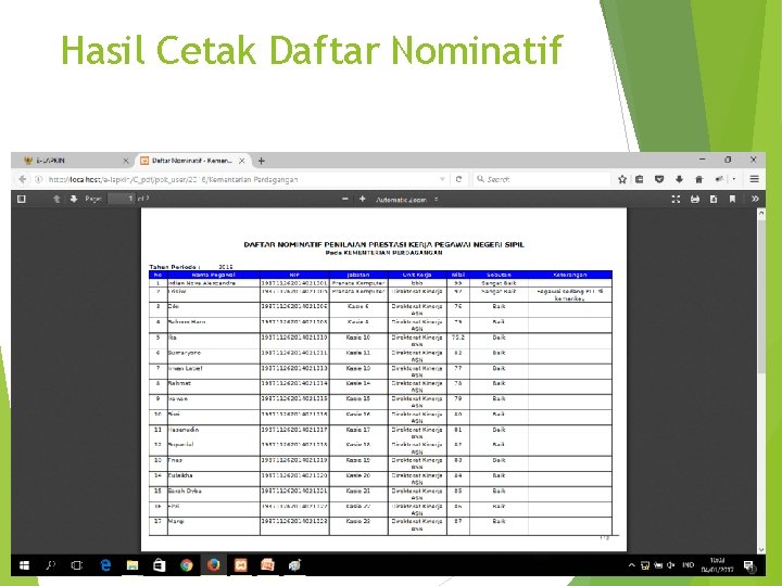 Hasil Cetak Daftar Nominatif 