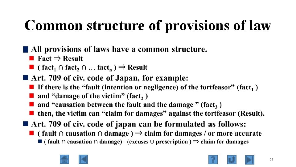 Common structure of provisions of law n 26 