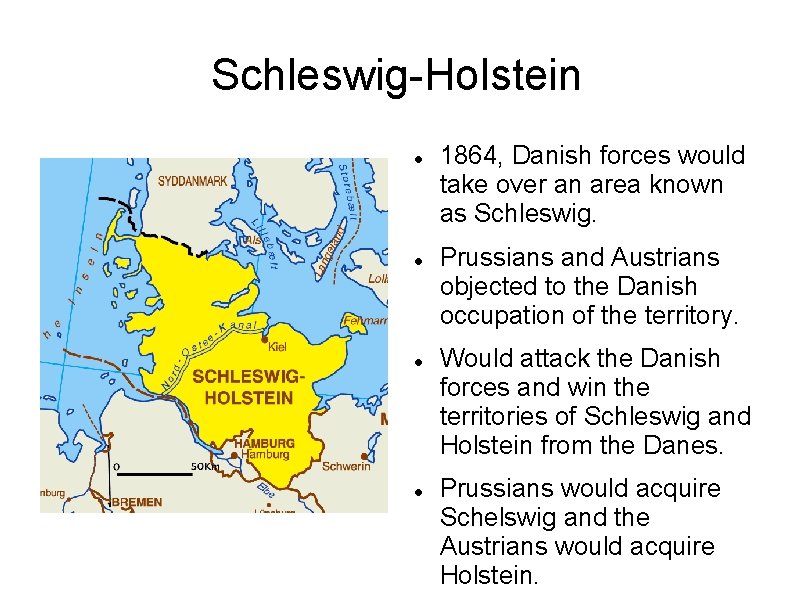 Schleswig-Holstein 1864, Danish forces would take over an area known as Schleswig. Prussians and