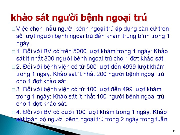 khảo sát người bệnh ngoại trú � Việc chọn mẫu người bệnh ngoại trú