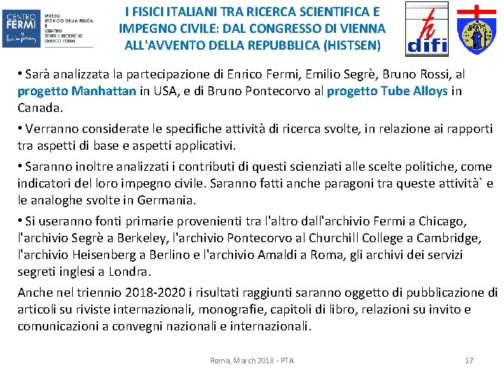 I FISICI ITALIANI TRA RICERCA SCIENTIFICA E IMPEGNO CIVILE: DAL CONGRESSO DI VIENNA ALL'AVVENTO