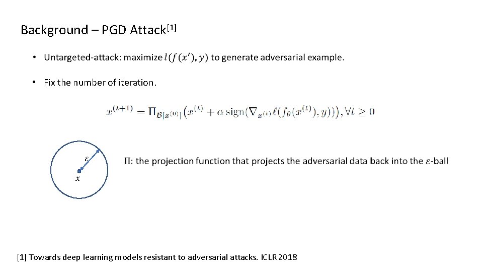 Background – PGD Attack[1] • Fix the number of iteration. [1] Towards deep learning