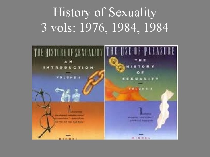 History of Sexuality 3 vols: 1976, 1984 