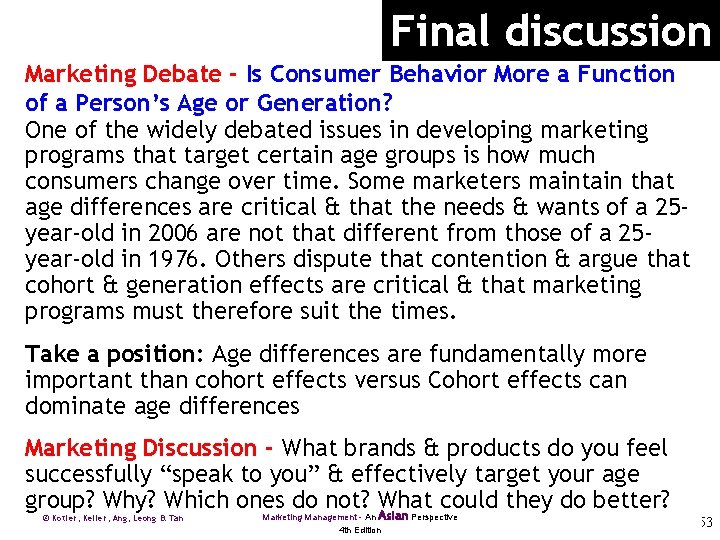 Final discussion Marketing Debate - Is Consumer Behavior More a Function of a Person’s