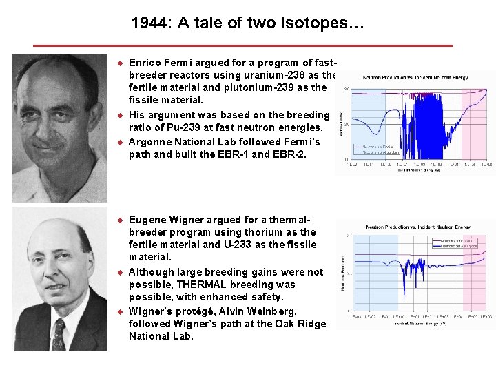 1944: A tale of two isotopes… ¨ Enrico Fermi argued for a program of