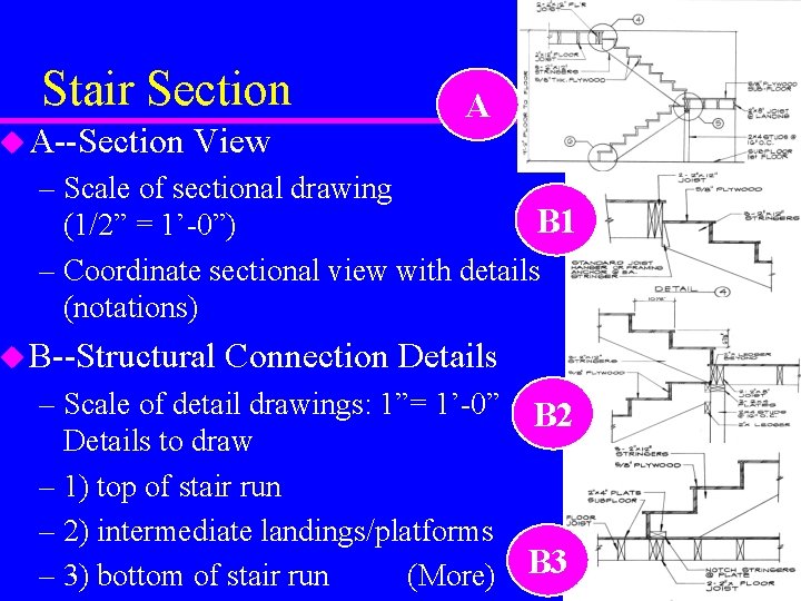 Stair Section u A--Section View A – Scale of sectional drawing B 1 (1/2” Stair Section u A--Section View A – Scale of sectional drawing B 1 (1/2”