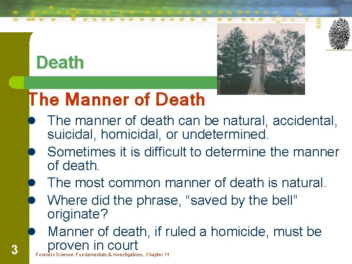 Death The Manner of Death l The manner of death can be natural, accidental,