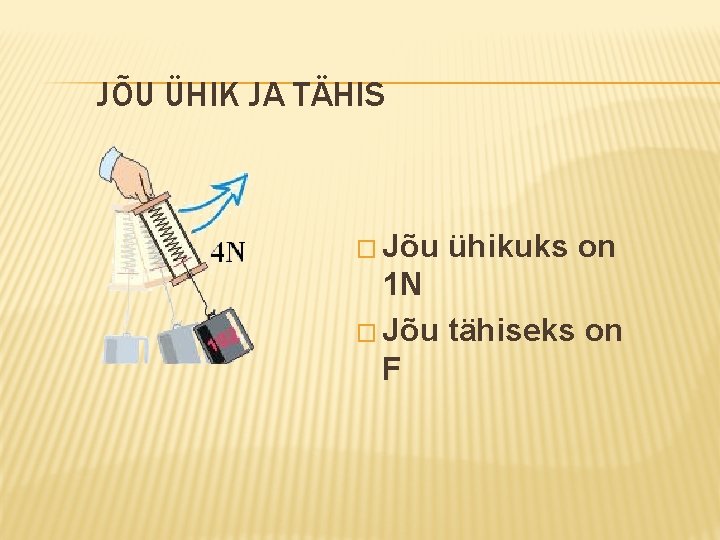 JÕU ÜHIK JA TÄHIS � Jõu ühikuks on 1 N � Jõu tähiseks on
