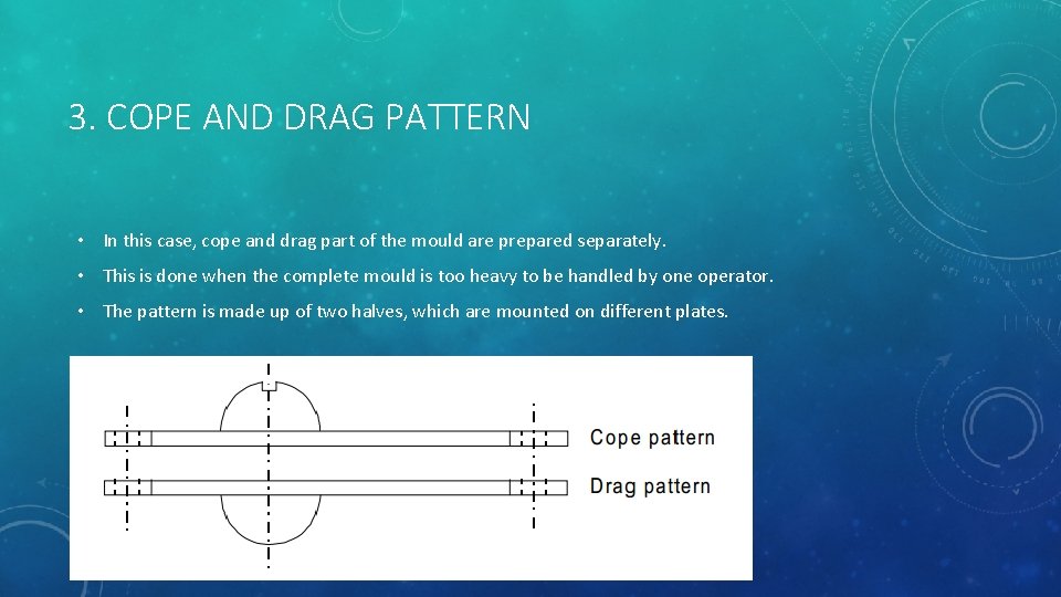 3. COPE AND DRAG PATTERN • In this case, cope and drag part of