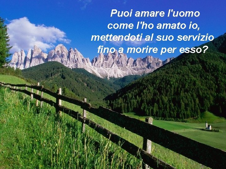  Puoi amare l'uomo come l'ho amato io, mettendoti al suo servizio fino a
