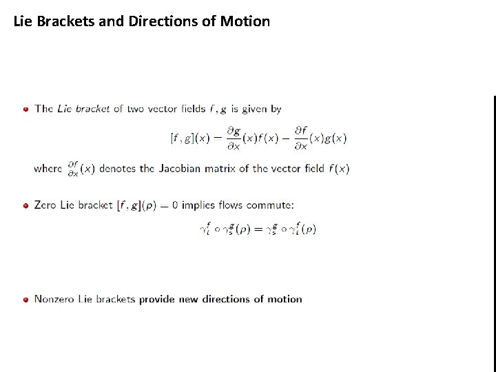 Lie Brackets and Directions of Motion 