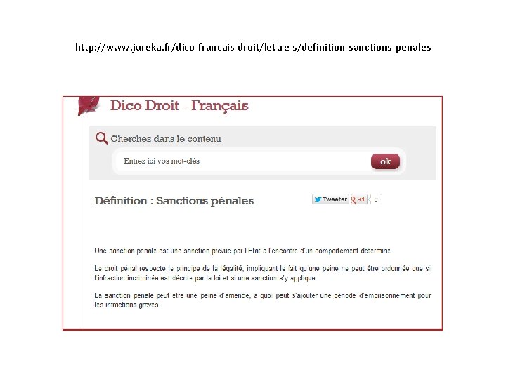 http: //www. jureka. fr/dico-francais-droit/lettre-s/definition-sanctions-penales 
