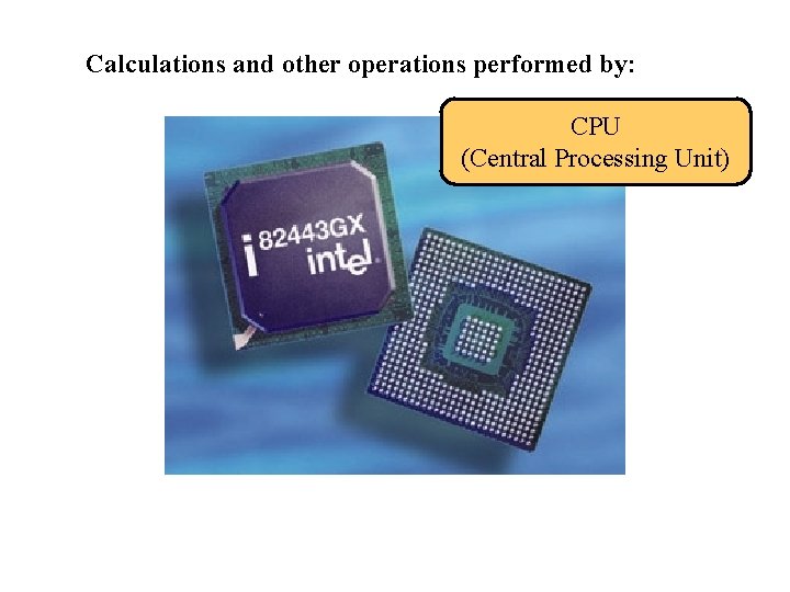 Calculations and other operations performed by: CPU (Central Processing Unit) 