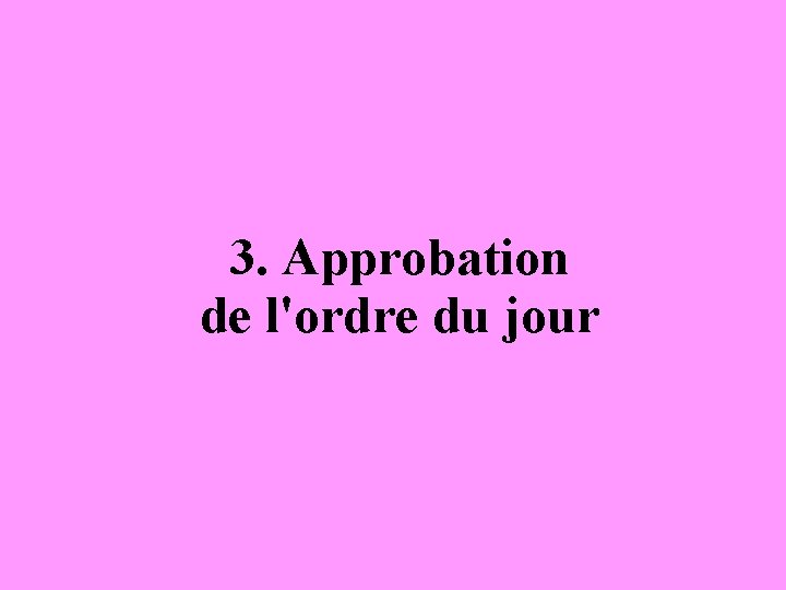 3. Approbation de l'ordre du jour 