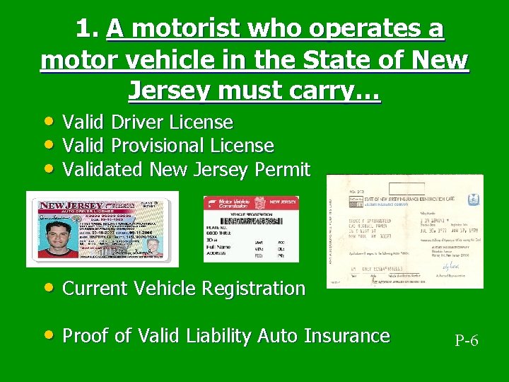 1. A motorist who operates a motor vehicle in the State of New Jersey