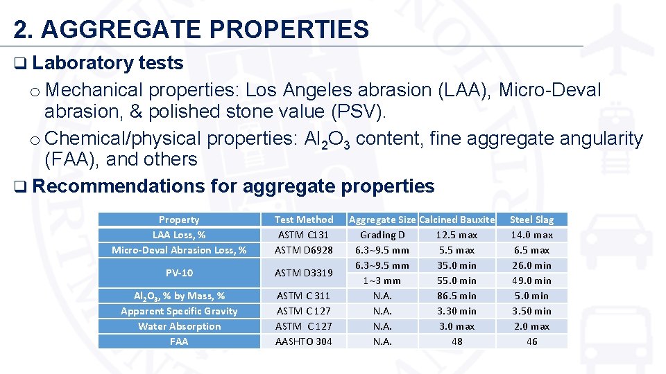 2. AGGREGATE PROPERTIES q Laboratory tests o Mechanical properties: Los Angeles abrasion (LAA), Micro-Deval