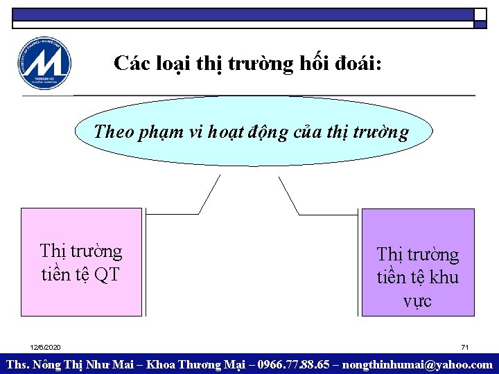 Các loại thị trường hối đoái: Theo phạm vi hoạt động của thị trường