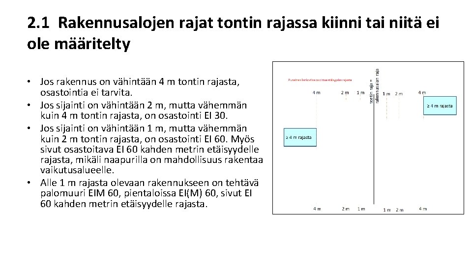 2. 1 Rakennusalojen rajat tontin rajassa kiinni tai niitä ei ole määritelty • Jos 2. 1 Rakennusalojen rajat tontin rajassa kiinni tai niitä ei ole määritelty • Jos