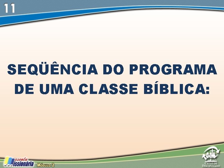 SEQÜÊNCIA DO PROGRAMA DE UMA CLASSE BÍBLICA: 