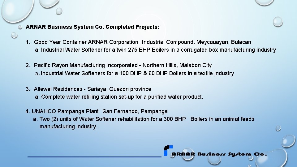 ARNAR Business System Co. Completed Projects: 1. Good Year Container ARNAR Corporation - Industrial ARNAR Business System Co. Completed Projects: 1. Good Year Container ARNAR Corporation - Industrial