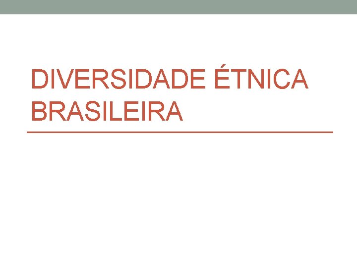 DIVERSIDADE ÉTNICA BRASILEIRA 
