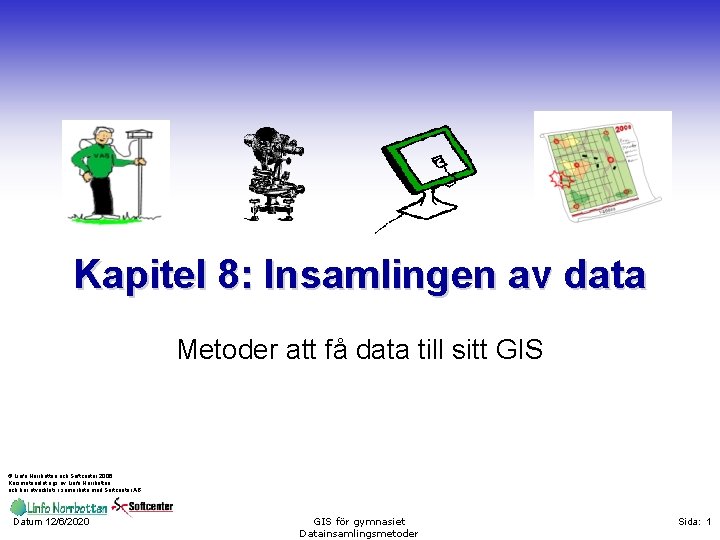 Kapitel 8: Insamlingen av data Metoder att få data till sitt GIS © Linfo
