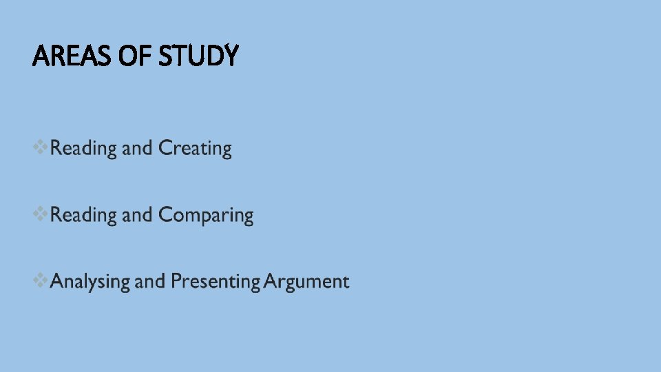 AREAS OF STUDY 