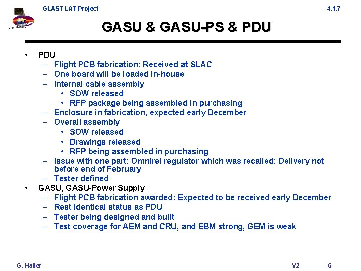 GLAST LAT Project 4. 1. 7 GASU & GASU-PS & PDU • • PDU