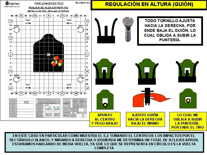 REGULACIÓN EN ALTURA (GUIÓN) TODO TORNILLO AJUSTA HACIA LA DERECHA, POR ENDE BAJA EL