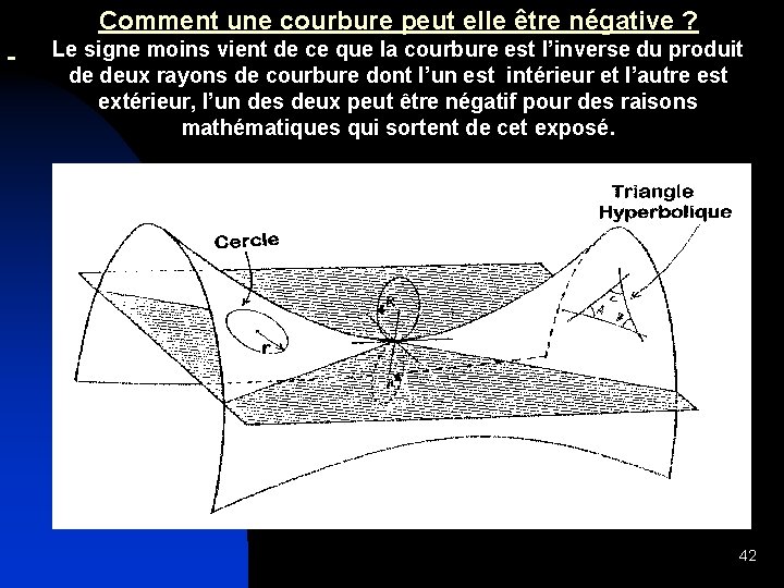 Comment une courbure peut elle être négative ? Le signe moins vient de ce