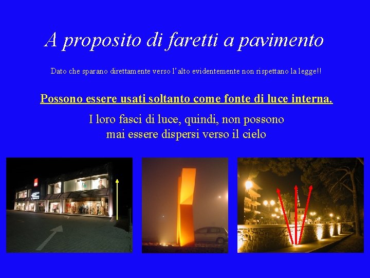 A proposito di faretti a pavimento Dato che sparano direttamente verso l’alto evidentemente non