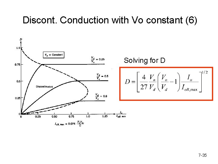 Discont. Conduction with Vo constant (6) Solving for D 7 -35 