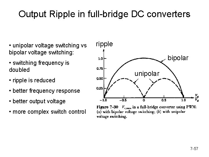 Output Ripple in full-bridge DC converters • unipolar voltage switching vs bipolar voltage switching: