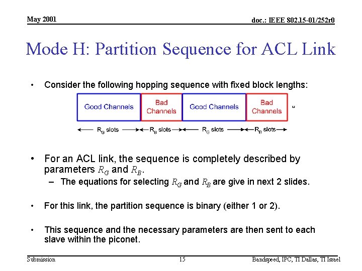 May 2001 doc. : IEEE 802. 15 -01/252 r 0 Mode H: Partition Sequence