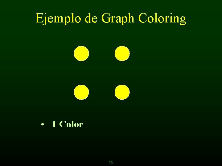 Ejemplo de Graph Coloring • 1 Color 45 