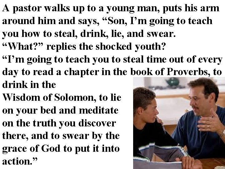 A pastor walks up to a young man, puts his arm around him and A pastor walks up to a young man, puts his arm around him and