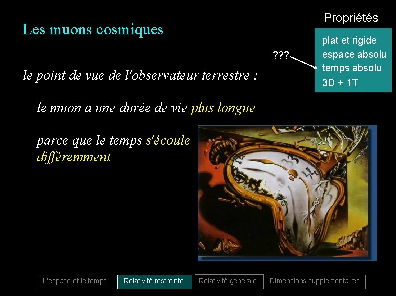 Propriétés Les muons cosmiques ? ? ? le point de vue de l'observateur terrestre