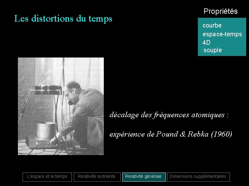 Propriétés Les distortions du temps courbe espace-temps 4 D souple décalage des fréquences atomiques