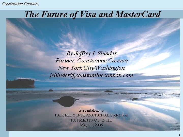 Constantine & Partners Constantine Cannon & Partners The Future of Visa and Master. Card