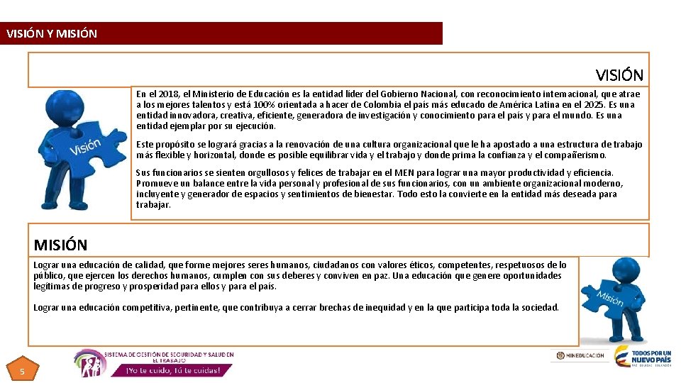 VISIÓN Y MISIÓN VISIÓN En el 2018, el Ministerio de Educación es la entidad VISIÓN Y MISIÓN VISIÓN En el 2018, el Ministerio de Educación es la entidad
