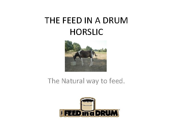 THE FEED IN A DRUM HORSLIC The Natural way to feed. 