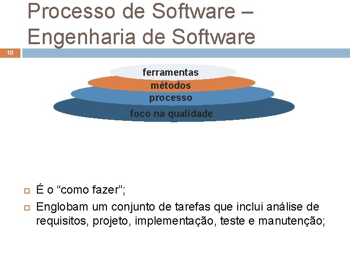Processo de Software – Engenharia de Software 10 ferramentas métodos processo foco na qualidade Processo de Software – Engenharia de Software 10 ferramentas métodos processo foco na qualidade