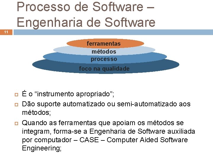 Processo de Software – Engenharia de Software 11 ferramentas métodos processo foco na qualidade Processo de Software – Engenharia de Software 11 ferramentas métodos processo foco na qualidade