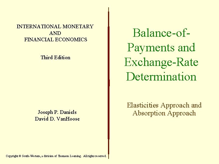 INTERNATIONAL MONETARY AND FINANCIAL ECONOMICS Third Edition Joseph P. Daniels David D. Van. Hoose