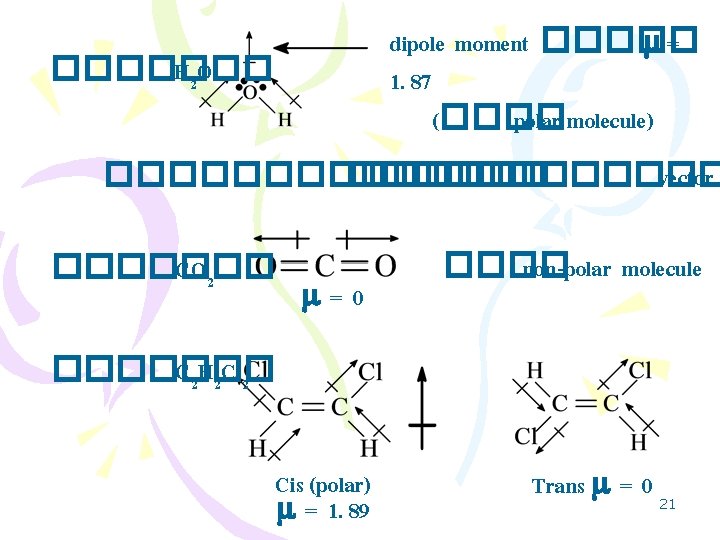 dipole moment ����� = 1. 87 (���� polar molecule) ������� H 2 O �������